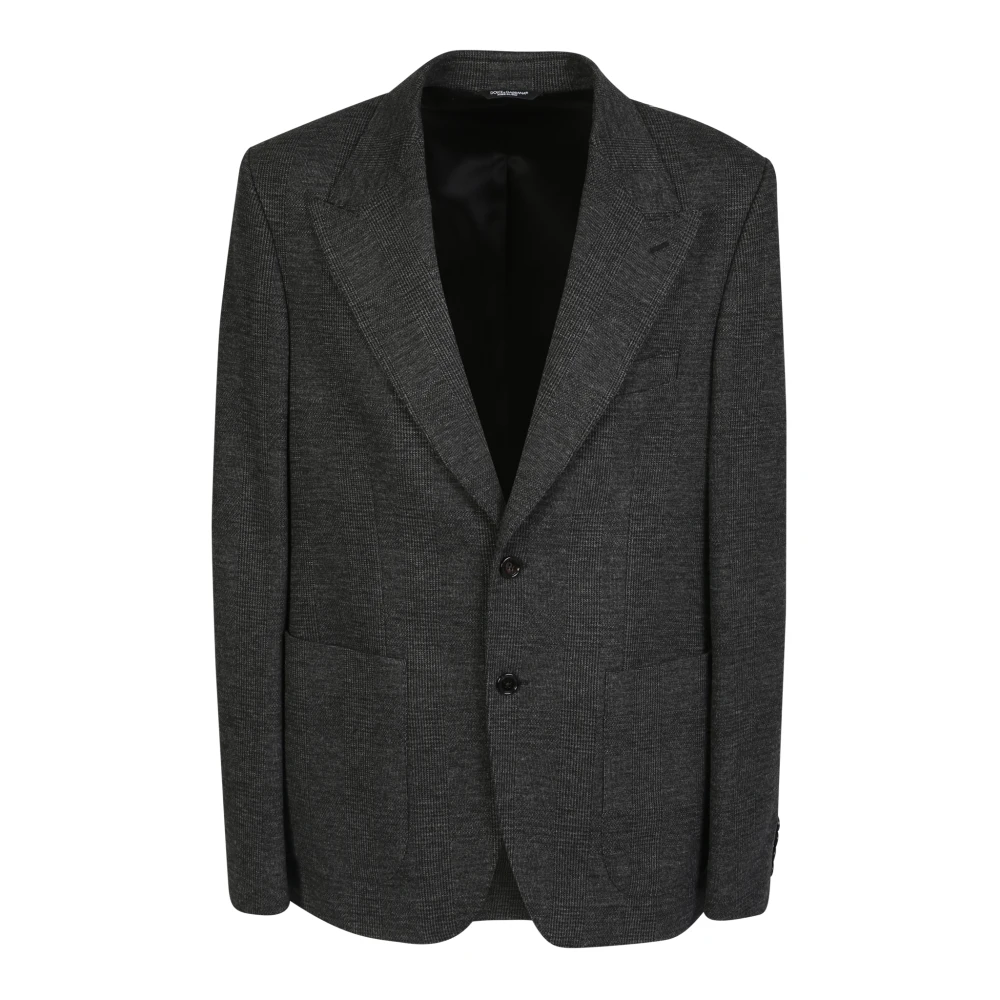 Dolce & Gabbana Men's Black Checked Knit Blazer - Blazers - S - Jackets