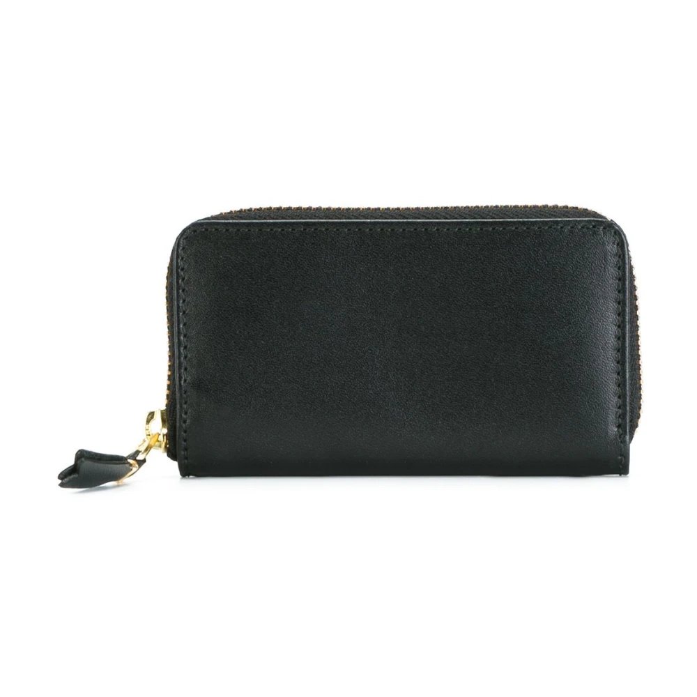 Comme des Garçons Zwarte leren portemonnee met gouden hardware Black Heren