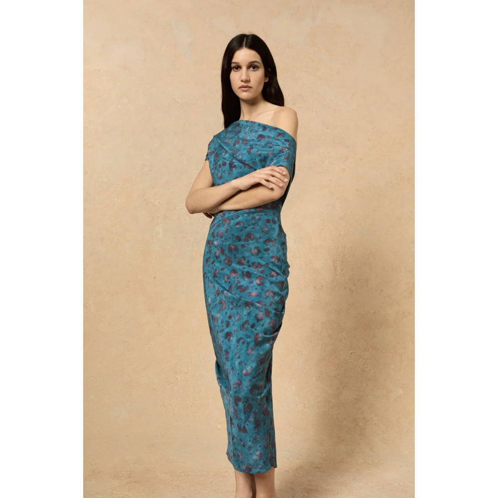 Cortana Zijden Stretch Island Print Midi Jurk Multicolor Dames