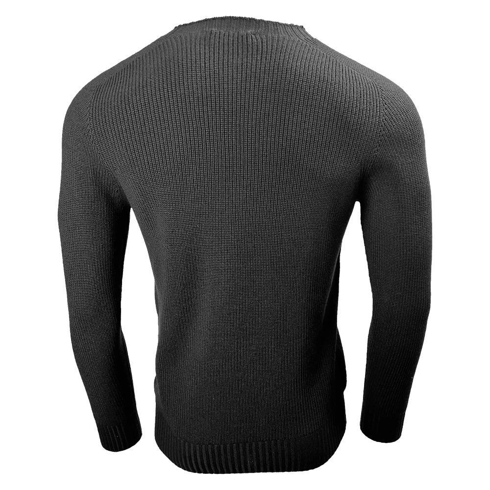 Gran Sasso Rainwool Trui met Ronde Hals Black Heren