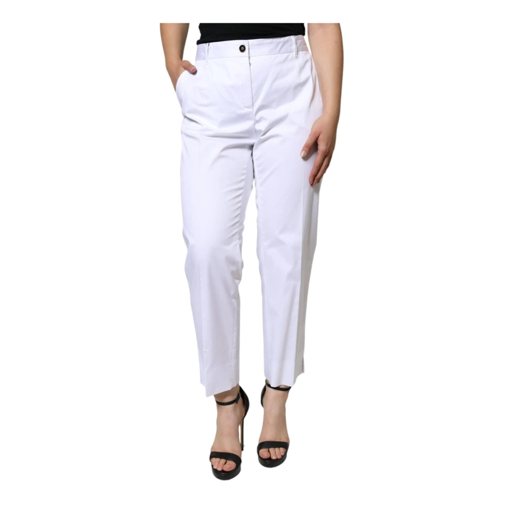 Dolce & Gabbana Witte Tapered Denim Jeans Logo Details White Dames