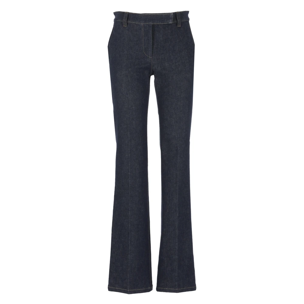 BRUNELLO CUCINELLI Blauwe katoenen jeans met riemlussen Blue Dames