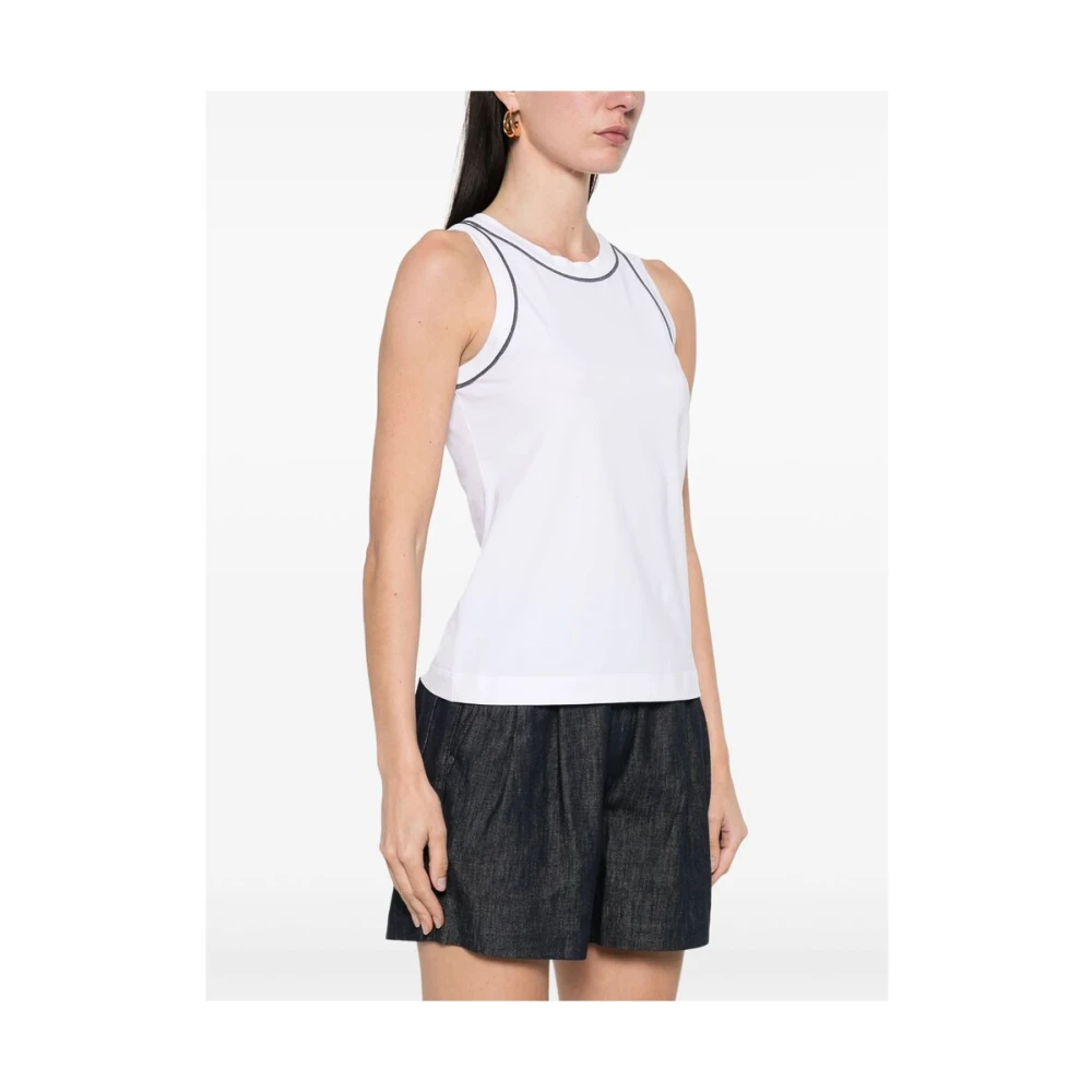 BRUNELLO CUCINELLI Witte Mouwloze Top met Ronde Hals White Dames