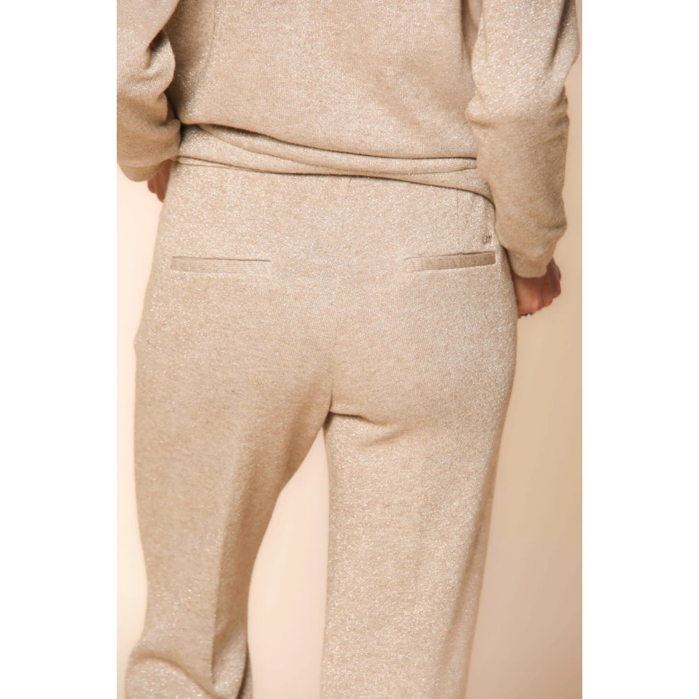 Mason's Lurex Chino Broek Straight Fit Beige Dames