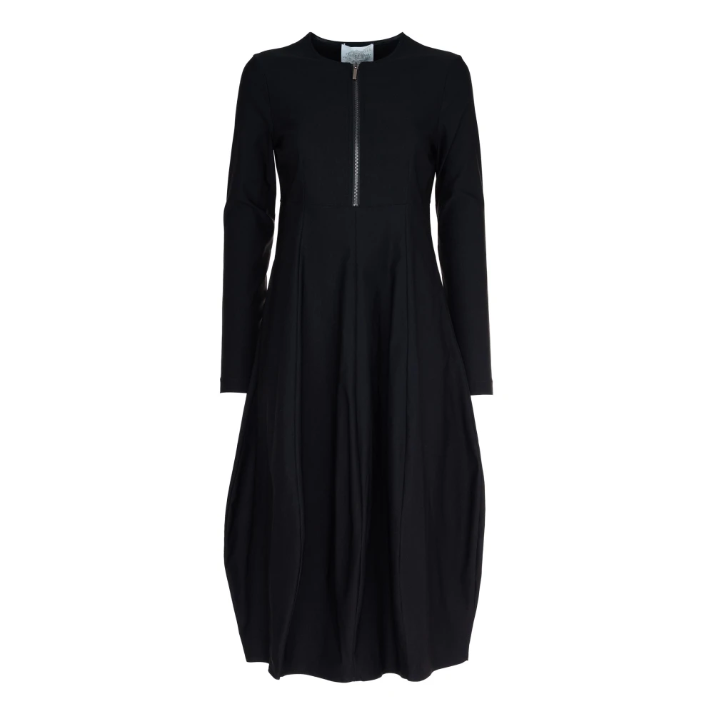 Vicario Cinque Lange Viscosejurk met rits en zakken Black Dames