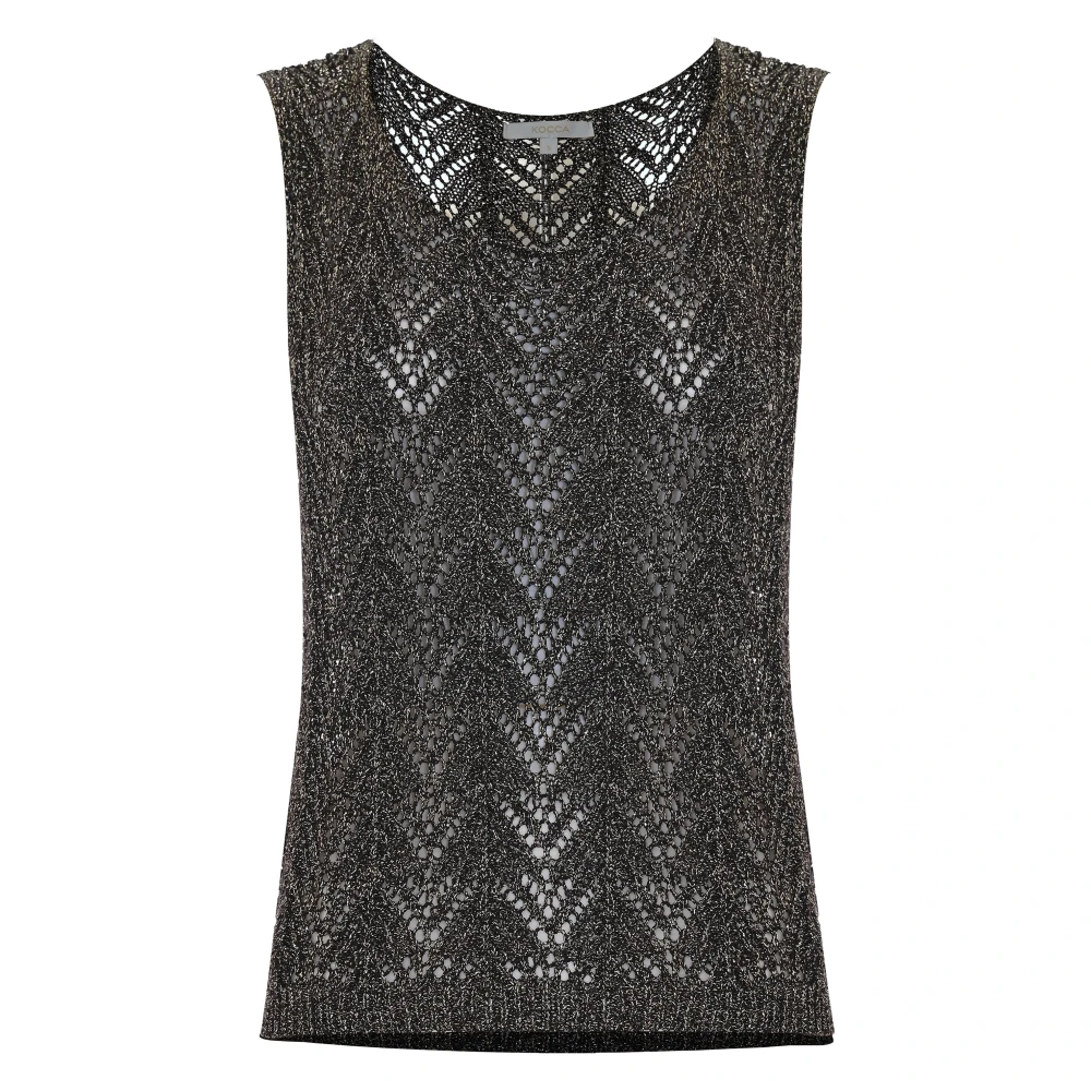 Kocca Delicate gebreide top met opengewerkte details Brown Dames