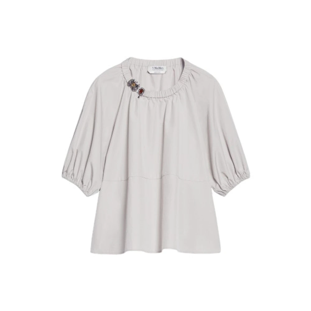 Max Mara Katoenen popeline blouse met juweelapplicaties White Dames