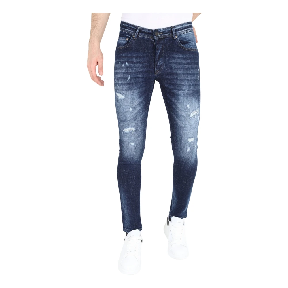 Local Fanatic Tight jeans med hål för herr -Mm119 Blue, Herr