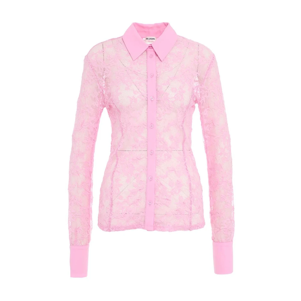 Blugirl Kanten blouse met hanger knoopsluiting Pink Dames
