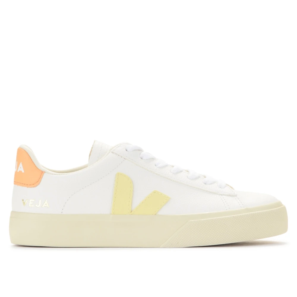 Veja Witte Campo Sneaker met Perzik Details Dames Schoenen