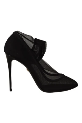 Svarta Tulle Stretch Stövlar Pumps Skor