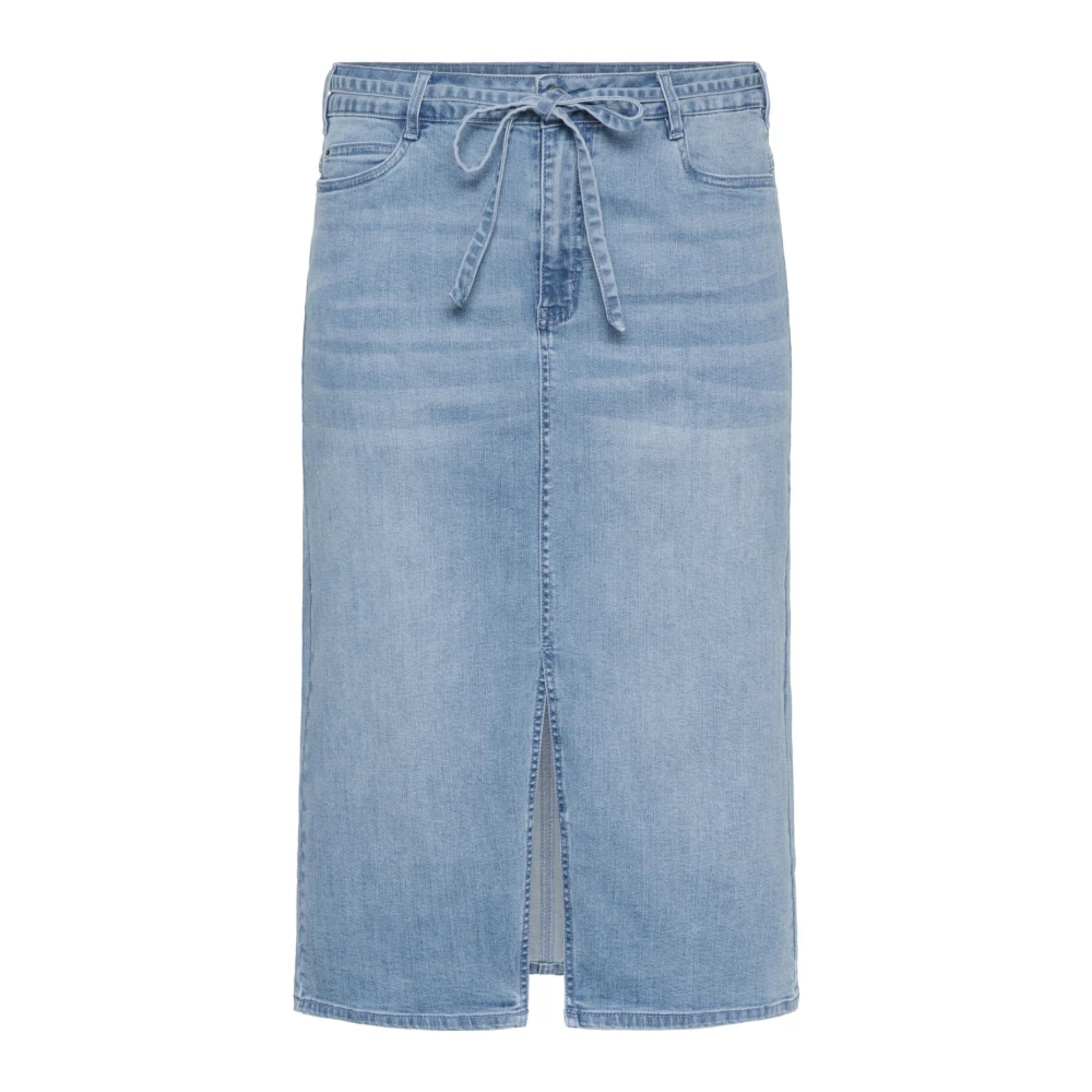 Kaffe Curve Women's Blue Denim Skirt With Front Slit And Belt 7XL