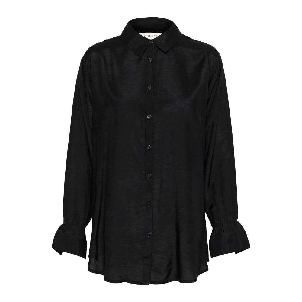 Cream Vrouwelijke Doorschijnende Zwarte Blouse Black Dames