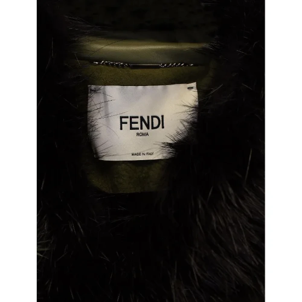 Fendi Vintage Pre-owned Leather outerwear Green Dames