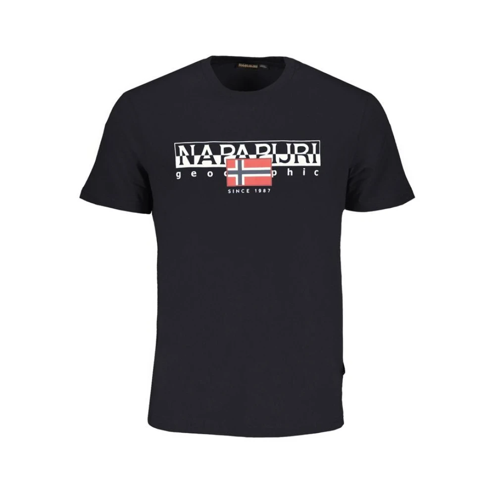 Napapijri Zwart T-shirt met logo print Black Heren