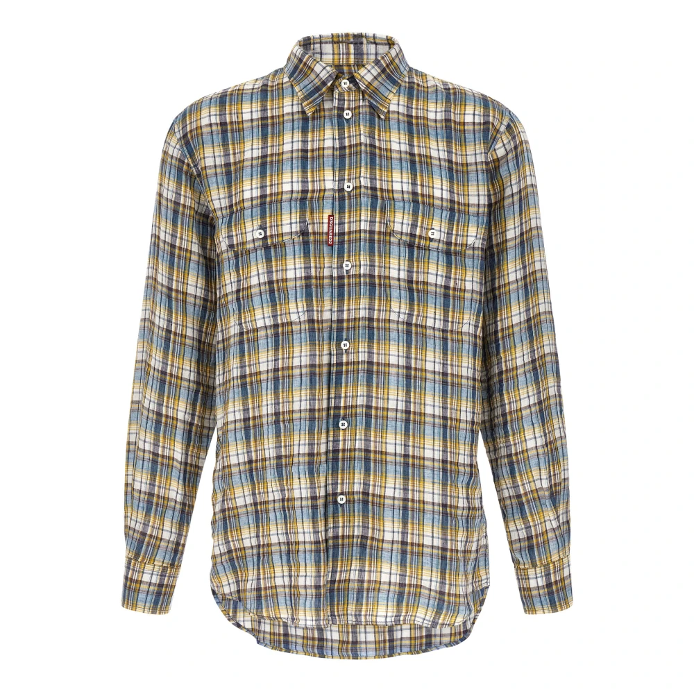 Dsquared2 Multicolor Canadian Vintage Plaid Linen Shirt - Male - Casual Shirts - Xl - Shirts