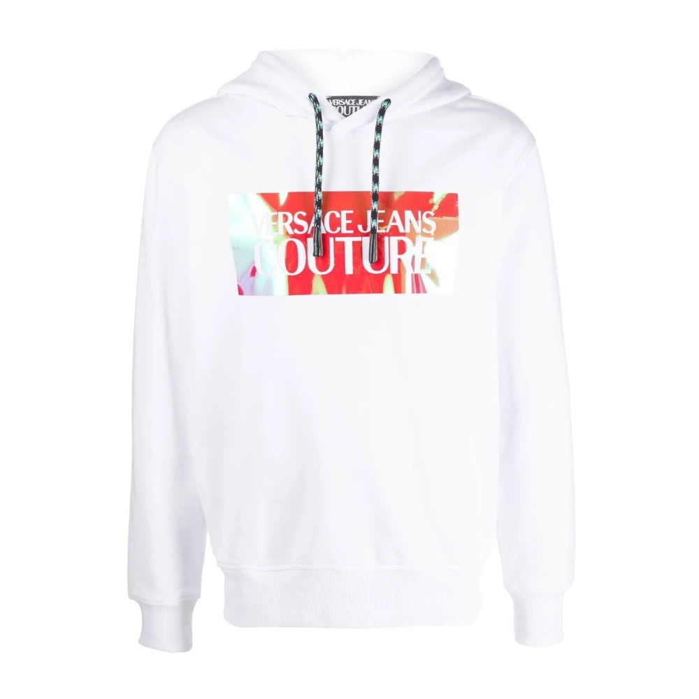 Versace Jeans Couture Men's White Iridescent Hoodie Sweatshirt