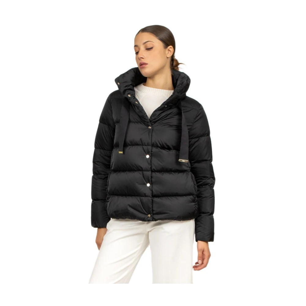 Herno Kort satijnen puffer jack Black Dames