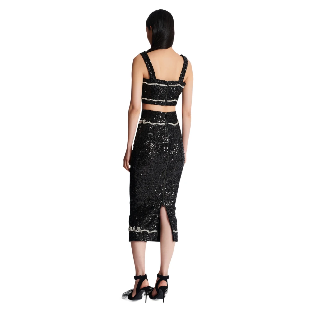Balmain Top met 'Love Letter' borduursel Black Dames