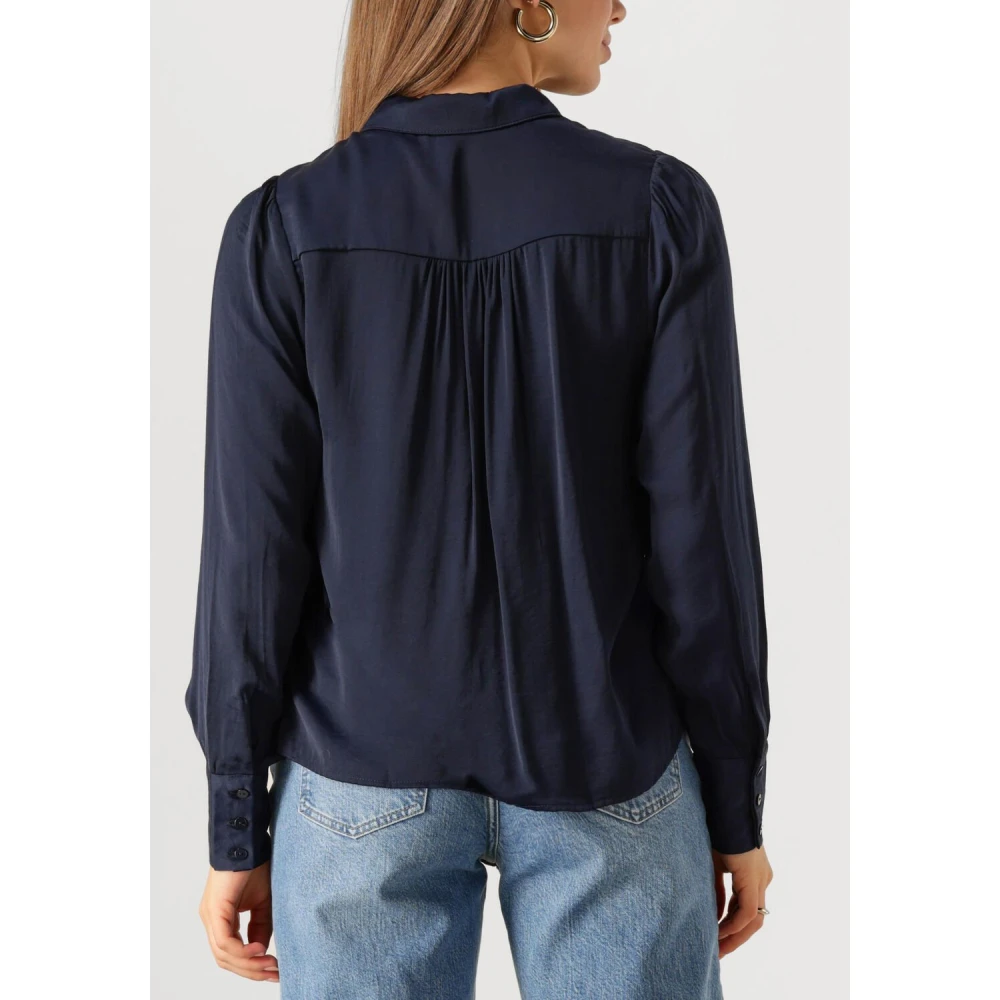 moss copenhagen Navy Blauwe Elegante Blouse Blue Dames