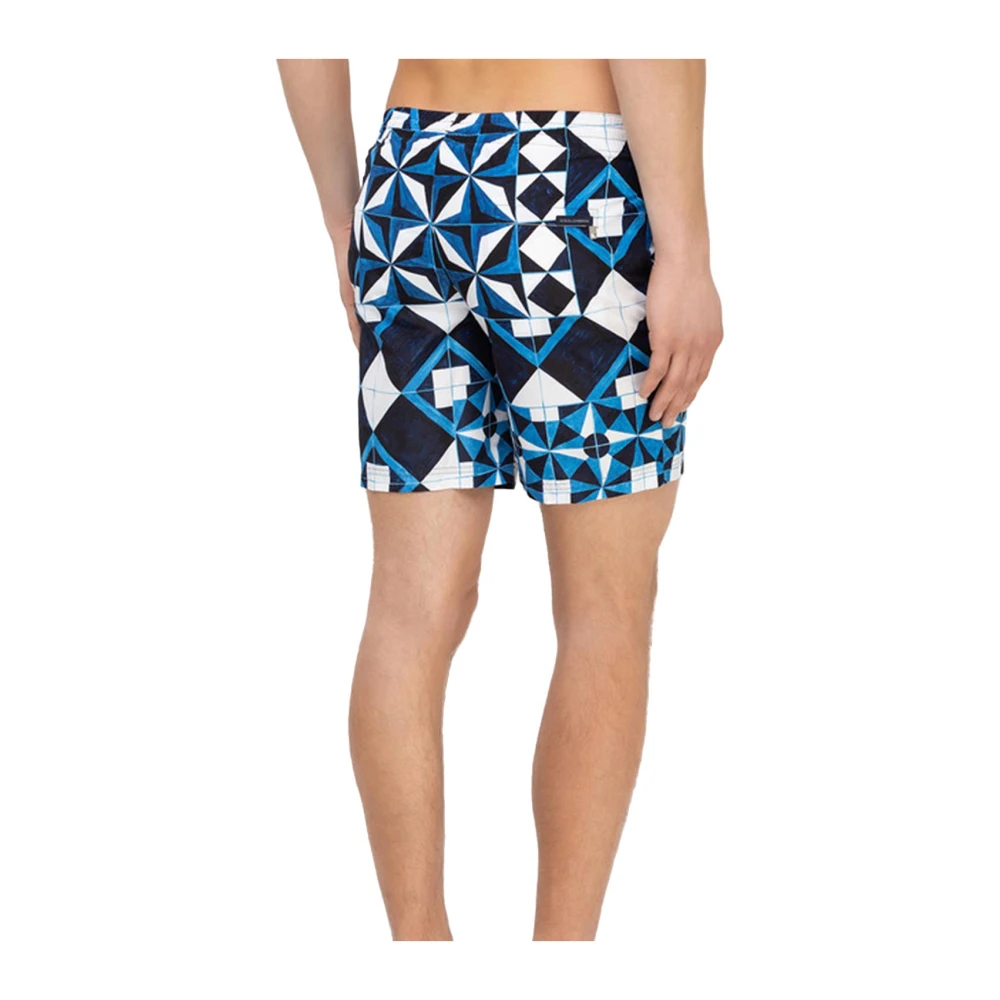 Dolce & Gabbana Zwemshorts met Bozer Print Blue Heren