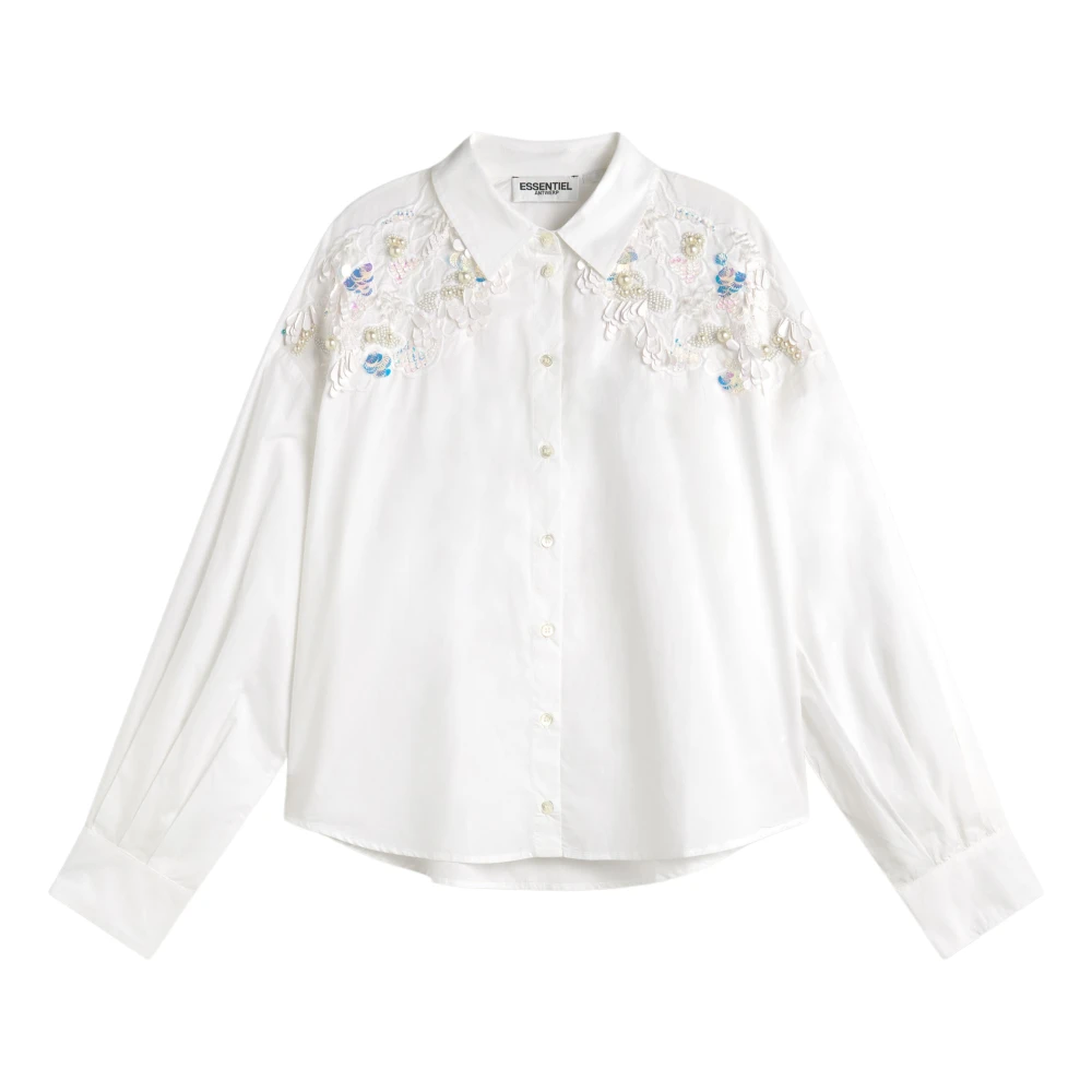 Essentiel Antwerp Kralen Katoenen Shirt White Dames
