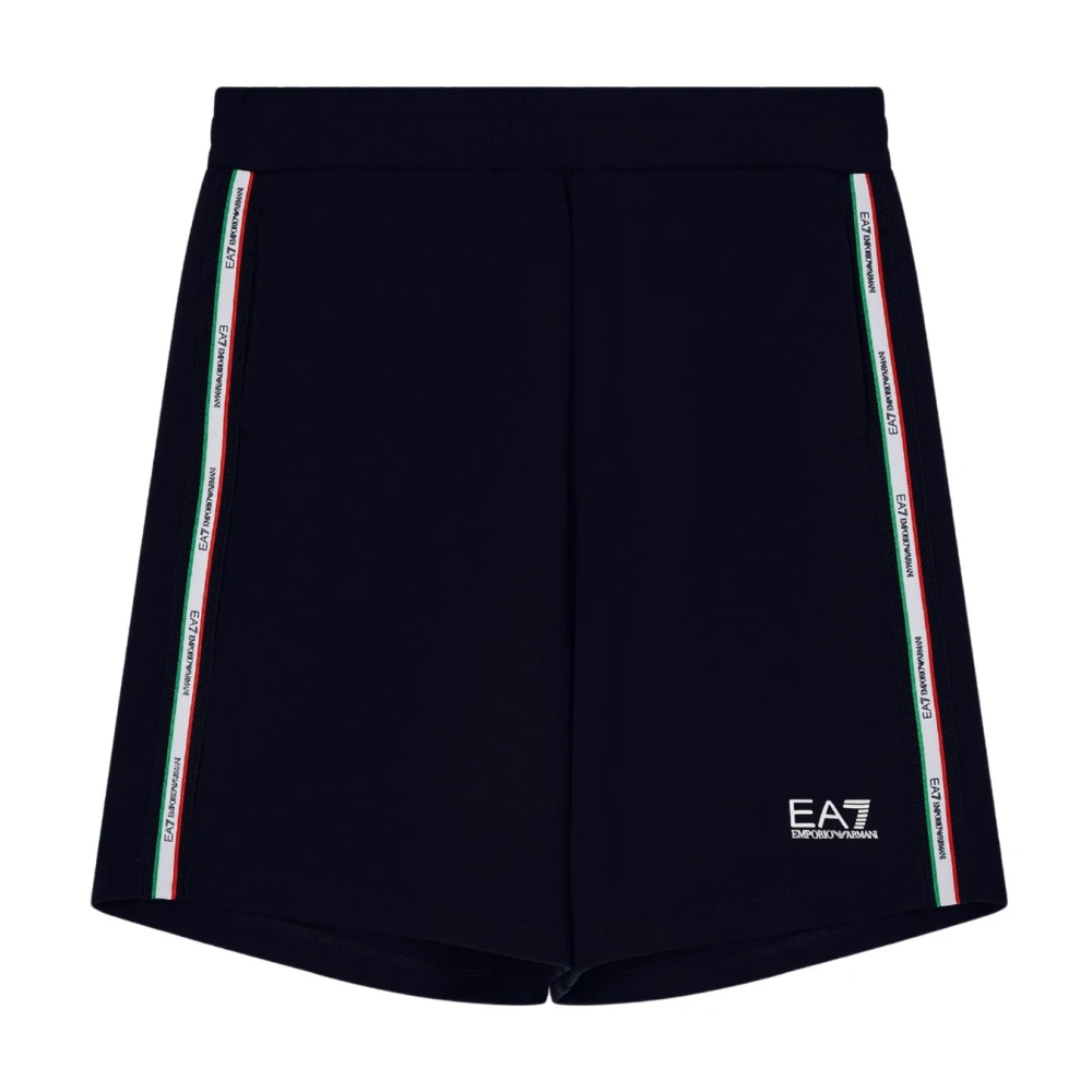 Emporio Armani Ea7 Mannelijk Blauw Italian Spirit Cotton-Blend Bermuda Shorts