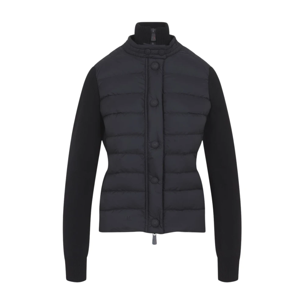 Moncler - Gesteppte Strickjacke Aus Wollmischung - Jackets - Damen - Schwarzk - S - Bild 9