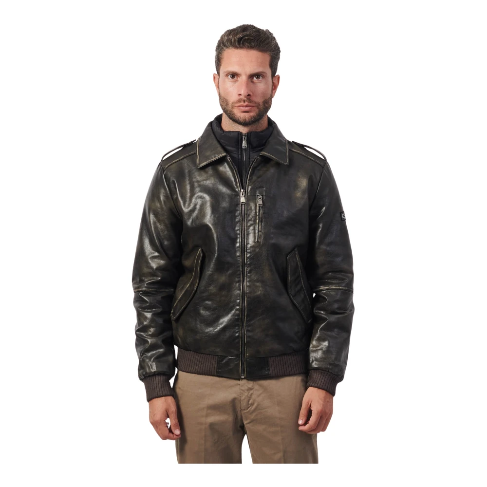 YES ZEE Bruine Bomberjack Gebruikte Stijl Brown Heren