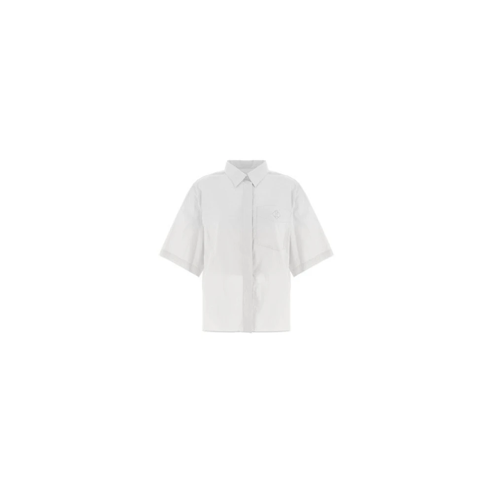 Herno Boxy Fit Katoenen Overhemd met Geborduurd Logo White Dames