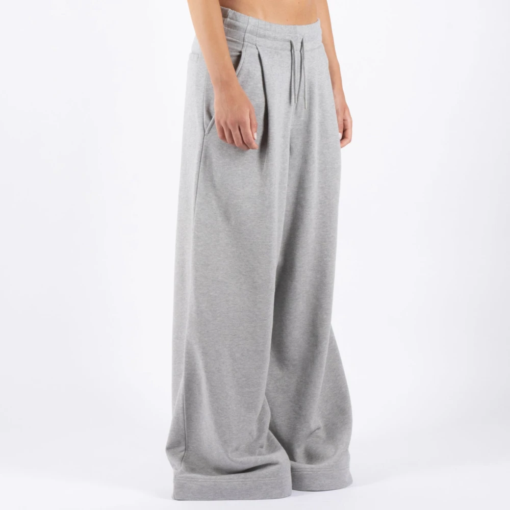Dries Van Noten Wijde Pijp Katoenen Broek Gray Dames