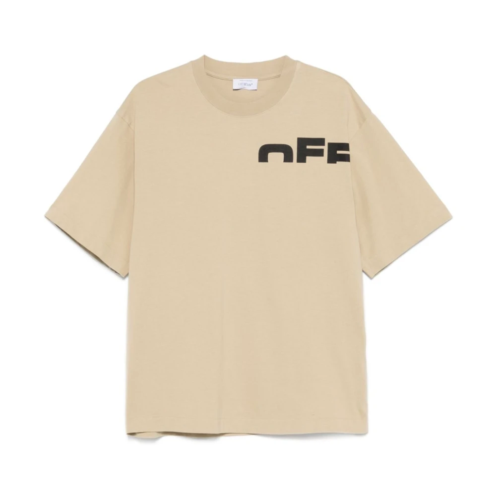 Off White Beige Crew Neck T-shirts en Polos Beige Heren