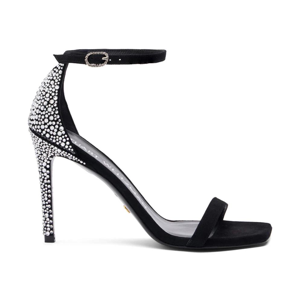 Stuart Weitzman Women's Black Crystal Embellished Sandal