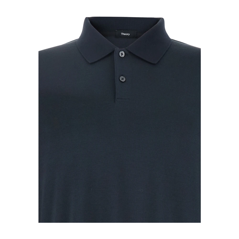 Theory Zwarte Poloshirt Klassieke Kraag Lange Mouwen Black Heren