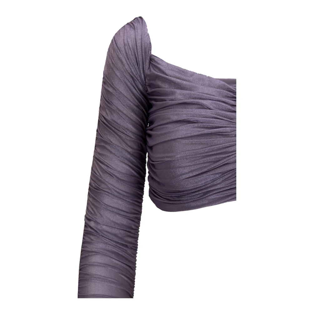 Elisabetta Franchi Top met vierkante hals en lange mouwen Purple Dames