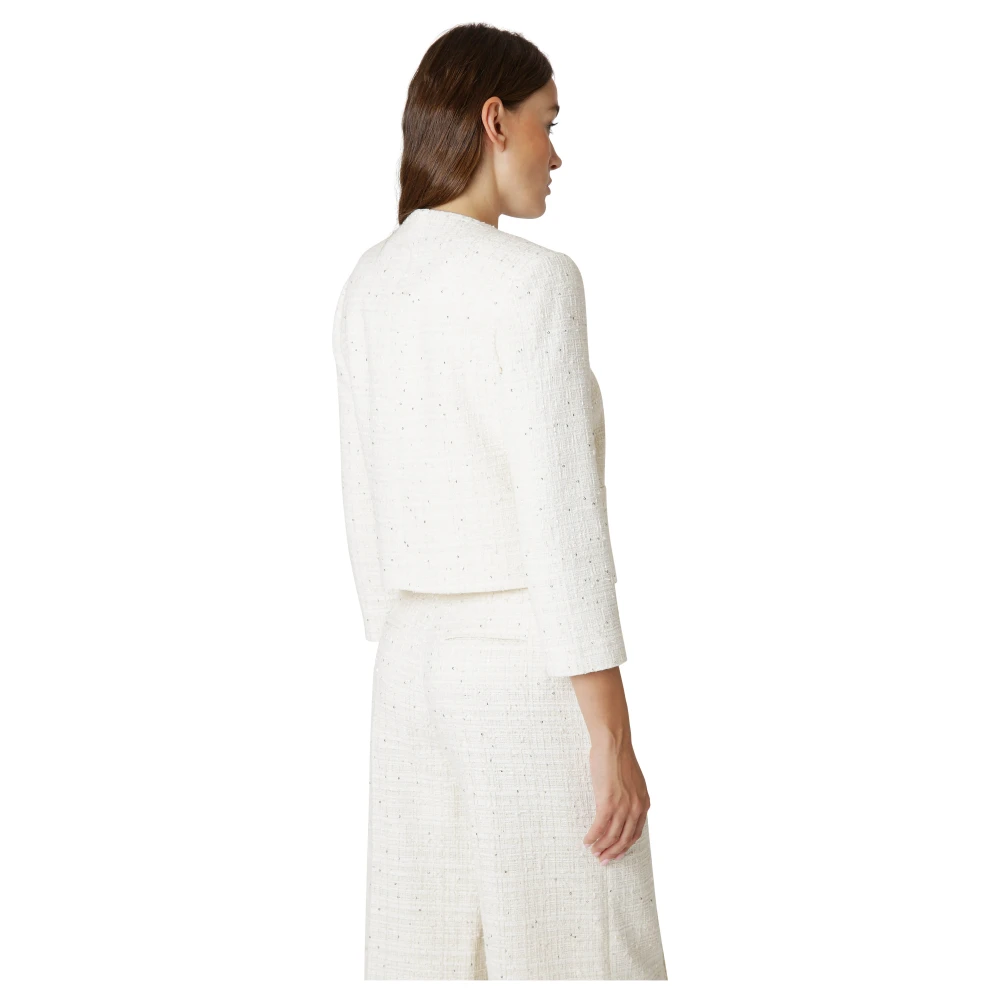 Eleventy Pailletten kort kraagloos jasje Beige Dames