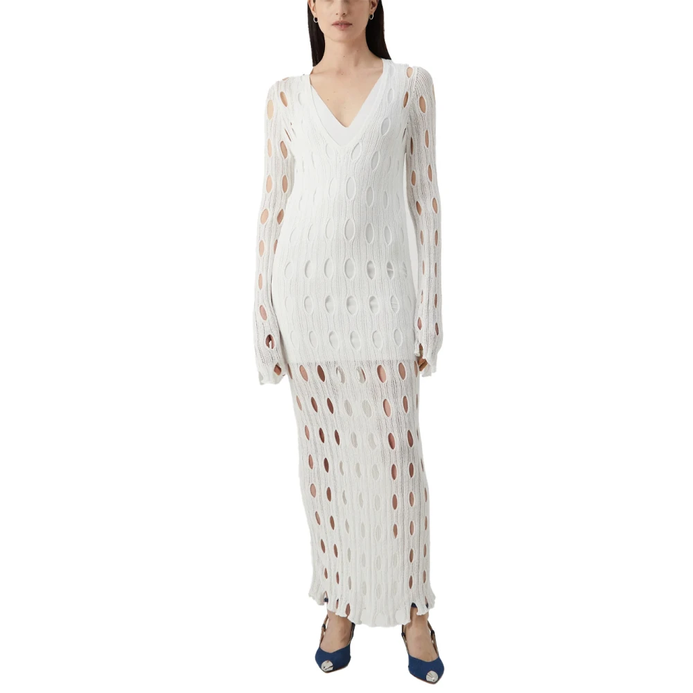 pinko Katoenen jurk met lange mouwen White Dames