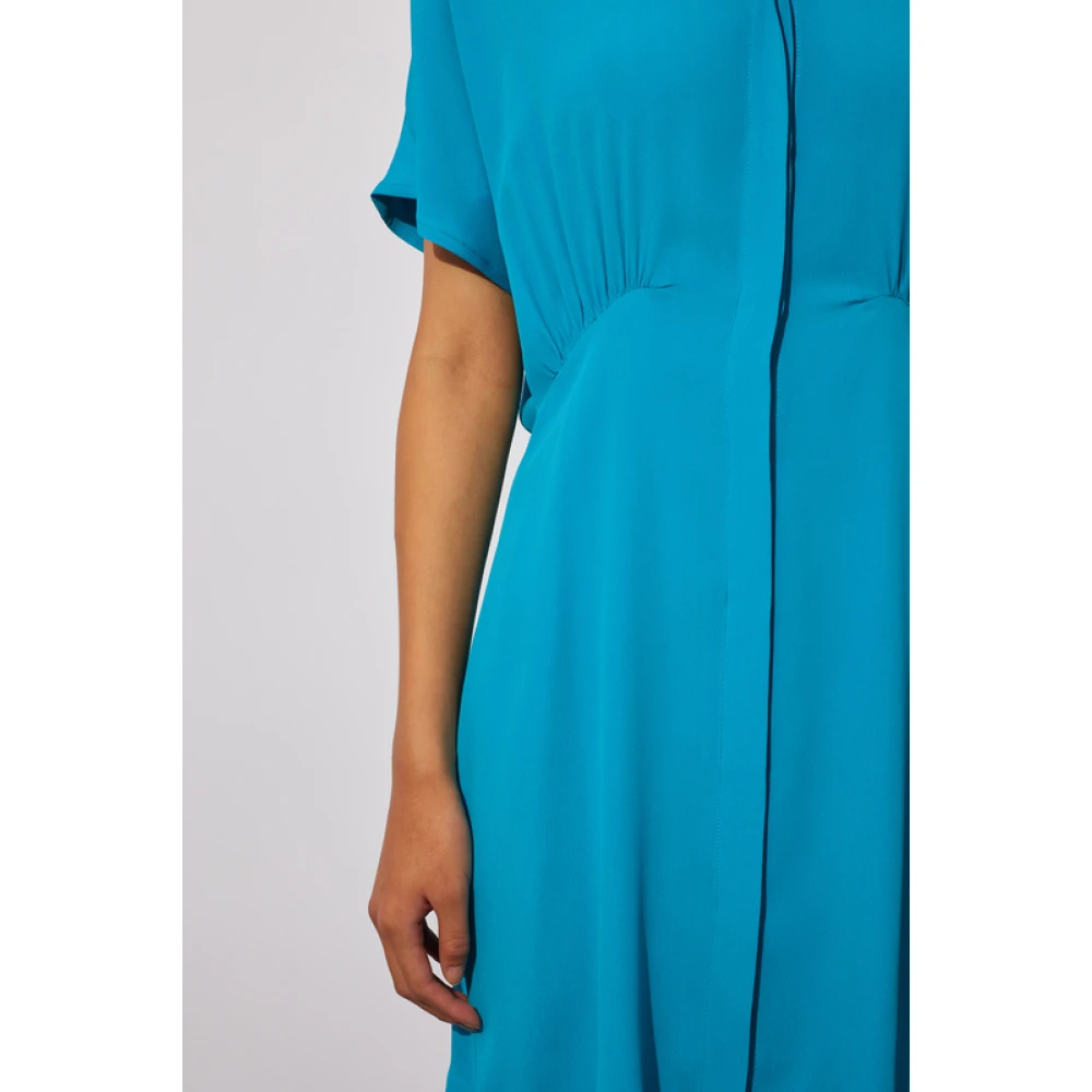 Semicouture Chique Mouwloze Crepe Jurk Blue Dames