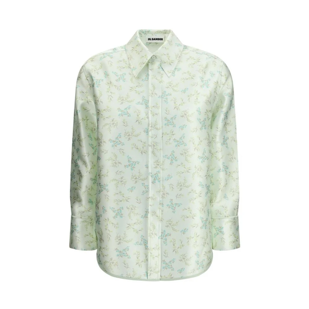 Jil Sander Women's Green Silk Blend Printed Shirt