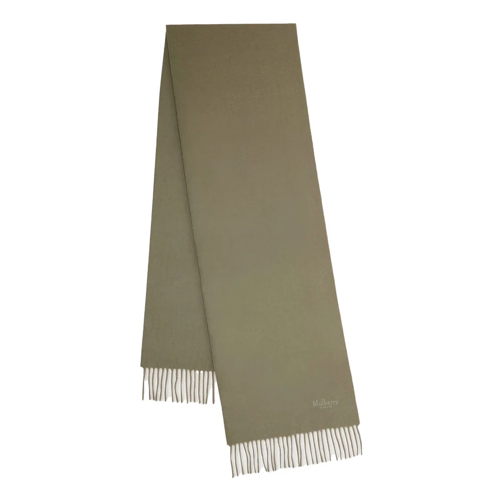 Mulberry Solid Merino Wool Scarf Linen Green Heren