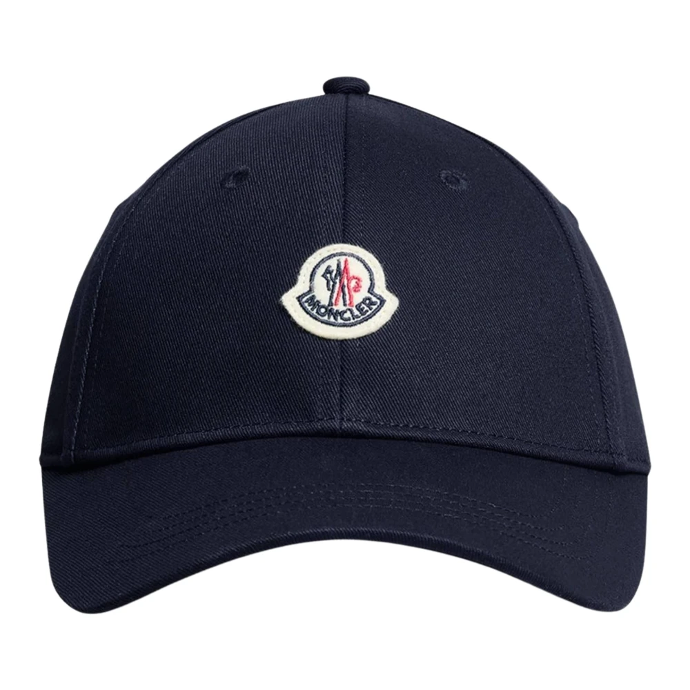 Moncler , Hats & Caps, Male, Blue, 52 Cm, Cotton Logo Baseball Cap