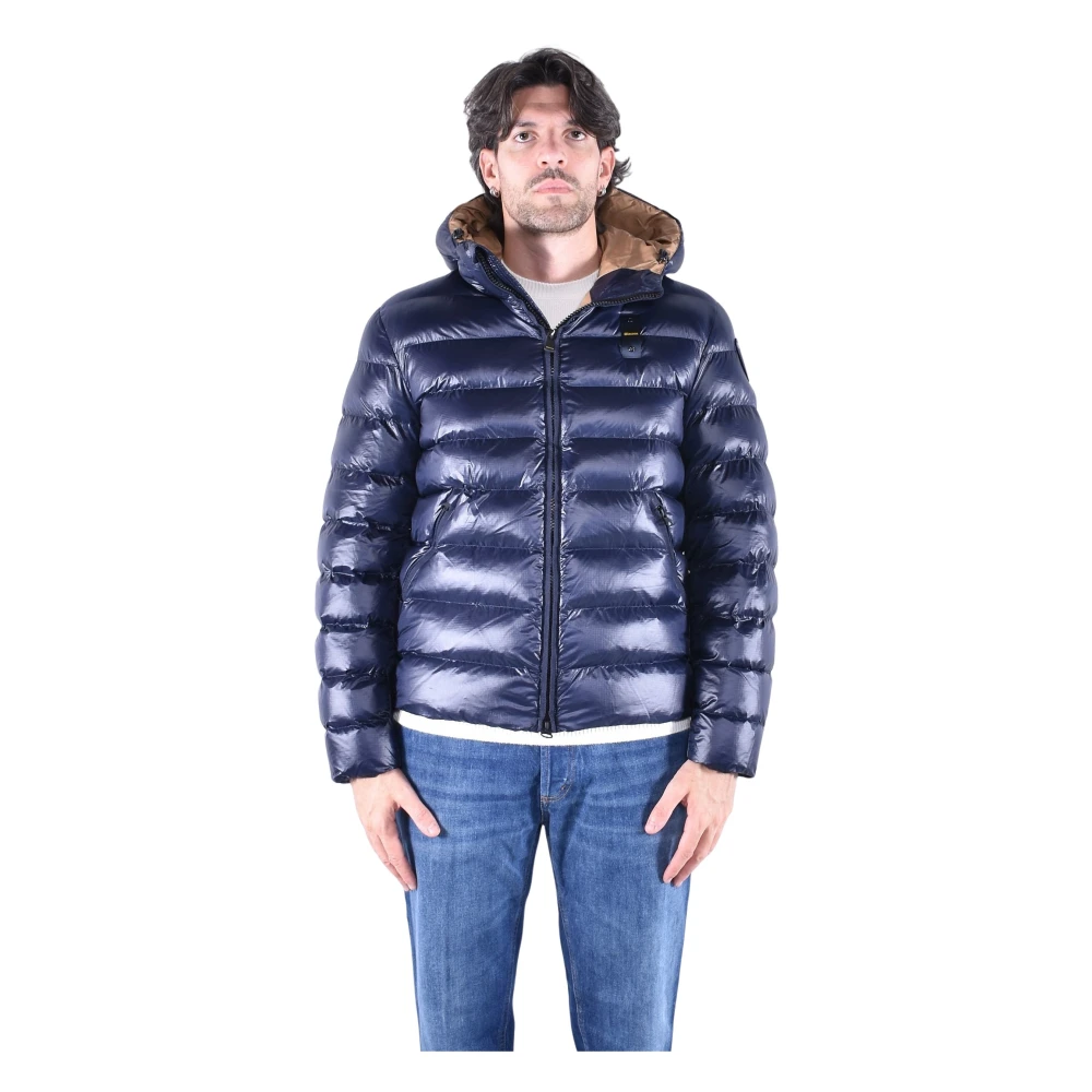 Blauer USA Herren Puffer Jacke in Marine Gr. L wattierte Steppjacke mit Kapuze - Bild 4