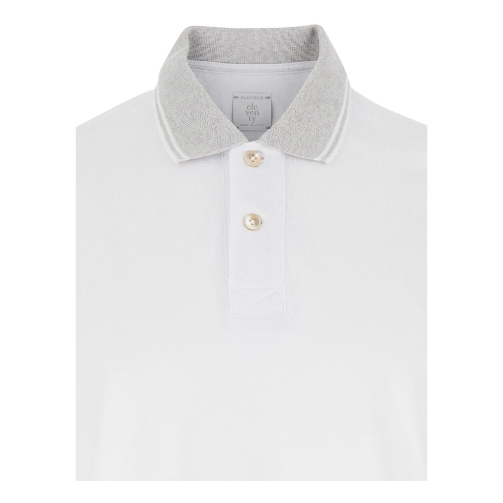 Eleventy Witte Piqué Polo Shirt Korte Mouwen White Heren