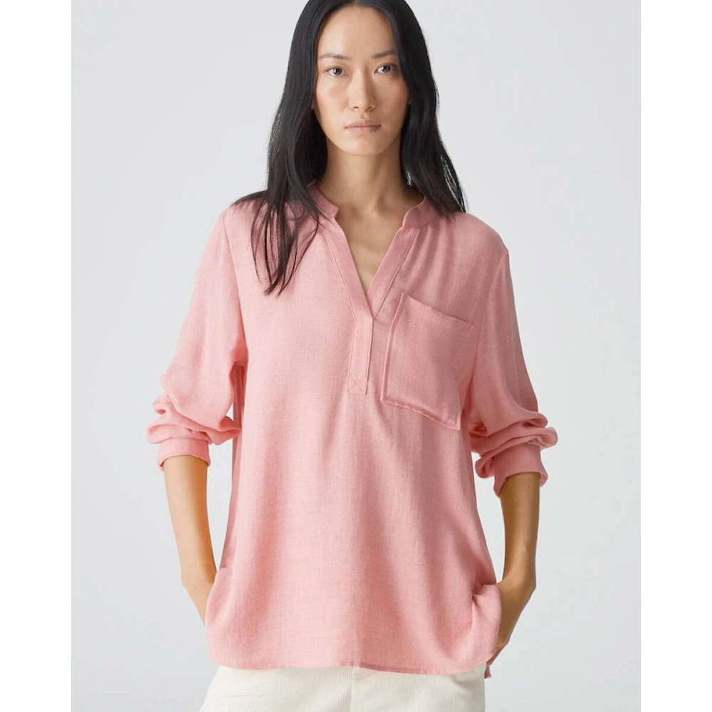 Opus Lange Mouw Fanell Blouse Pink Dames