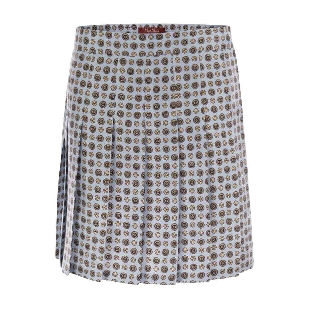 Max Mara Vrouw Blauw Rokken Dames, 2XS, Geplooide Midi-Rok Met Geometrische Print