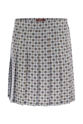 Pleated Midi Skirt with Geometric Print