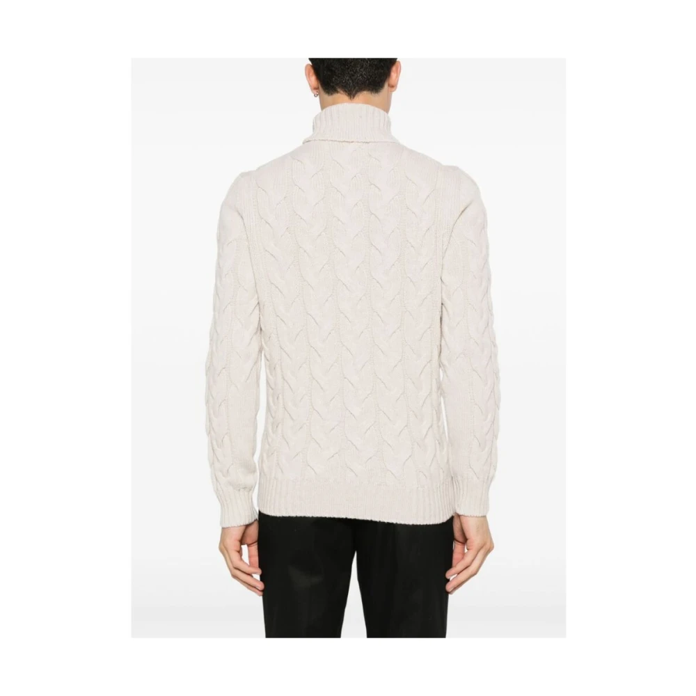La Fileria Ecru Kabel Gebreide Rolnek Sweater White Heren