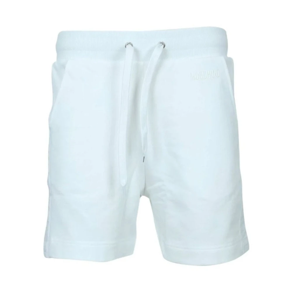 Moschino Men's White Logo Banded Shorts