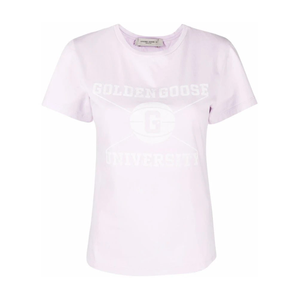 Golden Goose Lavendel T-shirt Chic Logo Print Purple Dames