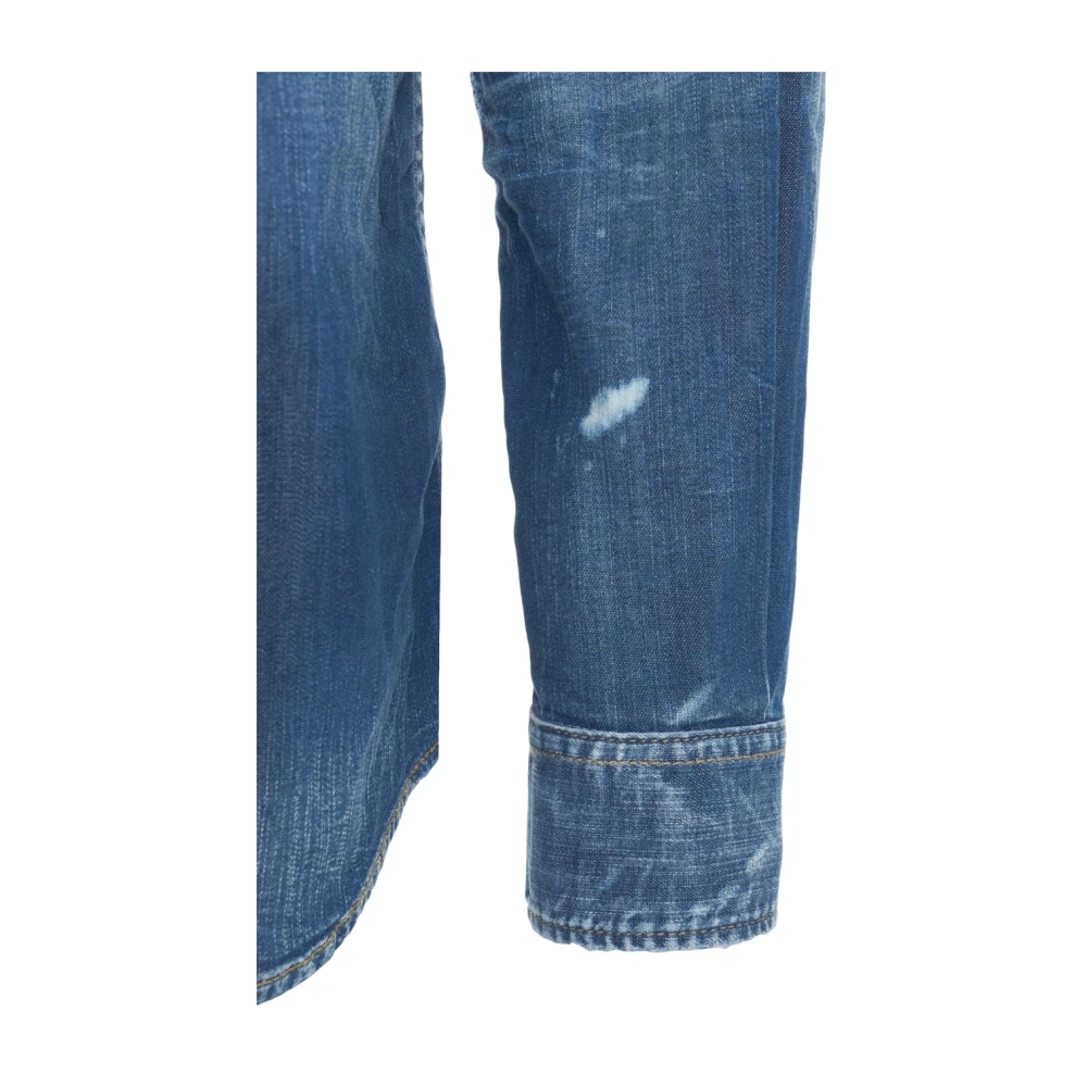 Dsquared2 Blauw Denim Overhemd Relax Dan Blue Heren